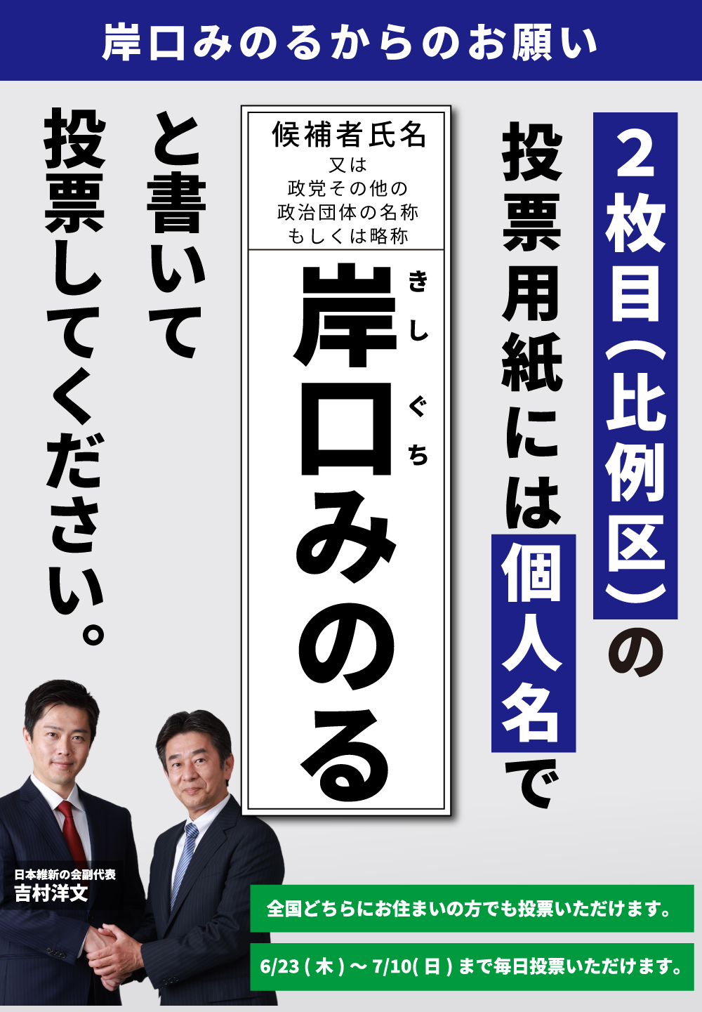 参議院比例区候補　日本維新の会